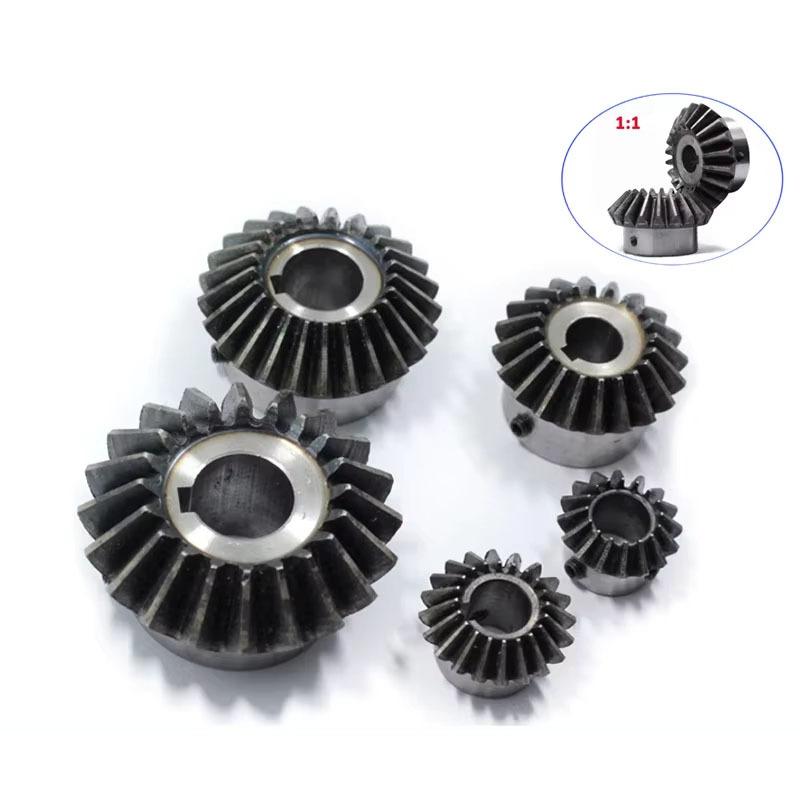 1Pcs 1.5M 2M 25 30 Teeth Bore 12/14/15/16-25mm Shaft Hole Tapered Bevel Gear 1: 1# 45 Steel 90 Degree Steering Gear with Keyway