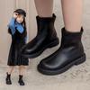 Girls' Single Boots Autumn and Winter New Korean Version Simple Middle-aged and Older Children's Foreign-style Thin Boots Girls' British Boots