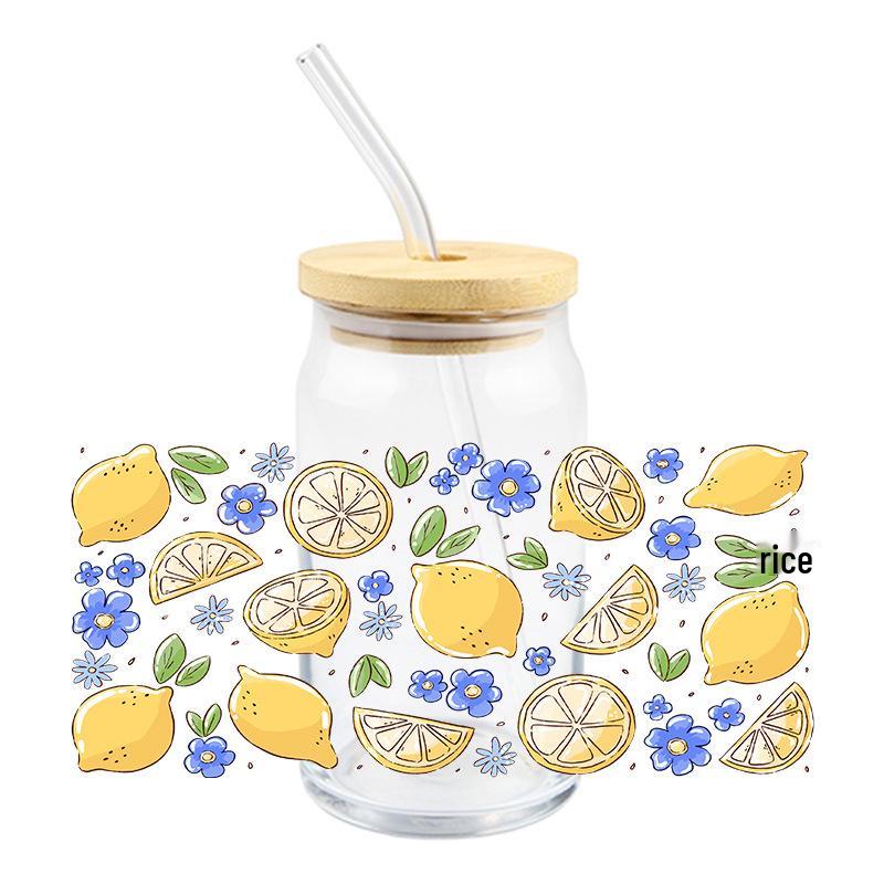 UV DTF Transfer Crystal Stickers: Summer Floral & Fruit Designs for DIY Glass Decor, Waterproof & Heat Resistant
