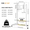 Height Adjustable Rolling TV Stand Mount on Wheels Mobile TV Stand Cart for 40-100 Inches LCD LED