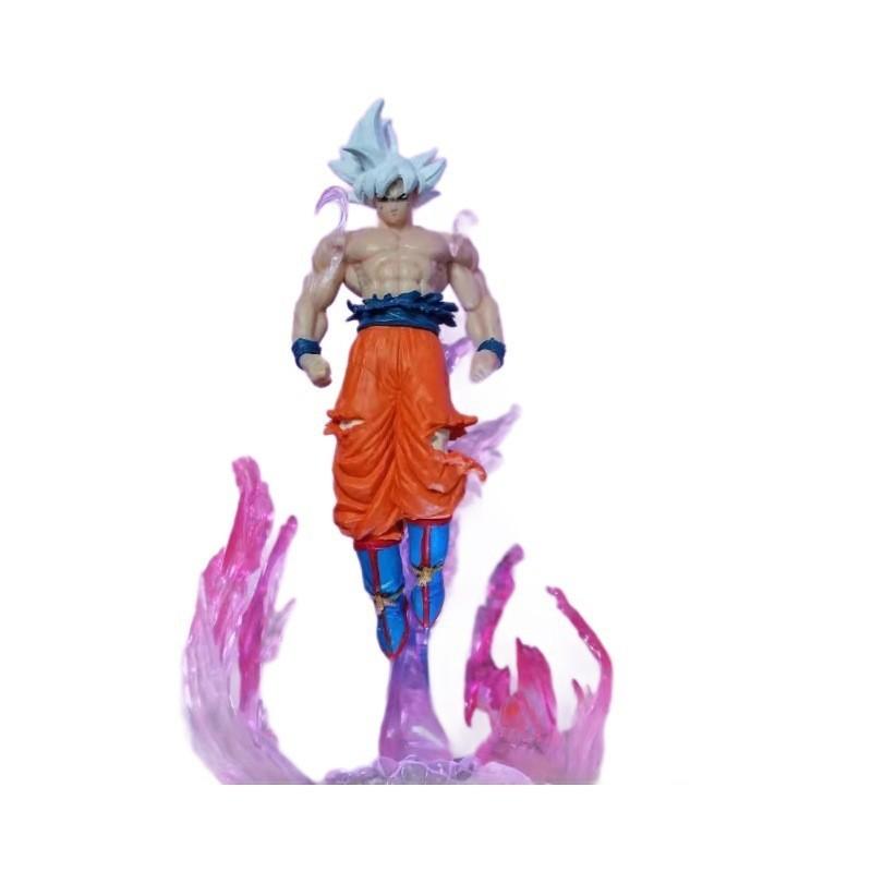 25cm Anime Can Emit Light Figure Ultra Instinct Son Goku Saiyan Pvc Sculpture Doll Decoration Model Collection Toys