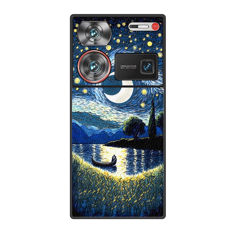 Capa For ZTE Nubia Z60 Ultra Starry Night Moon Leather Phone Case For Nubia Z50S Pro Soft Silicone Bumper Phone Cover For Nubia Z60 Z50 Ultra Fundas