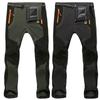 Men Winter Warm Long Pants Straight Tactical Cargo Hiking Combat Work Trousers