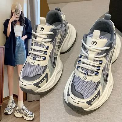 Модные женские туфли Dad Shoes с толстой подошвой, новые сетчатые дышащие повседневные спортивные туфли, легкие кроссовки Zapatillas Mujer 2024
