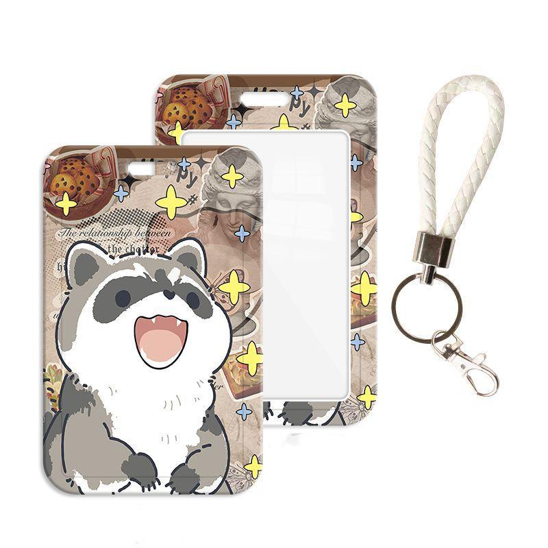 Чехол с мультяшным принтом, идентификационная бирка, чехол для рабочей карты с эластичным ремешком на запястье, держатель для бейджа, чехол для деловой карты доступа