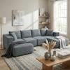 Modular Corner Sofa, U-Shaped Sofa with Wide and Deep Seat, 2 Stools, Dark Grey
