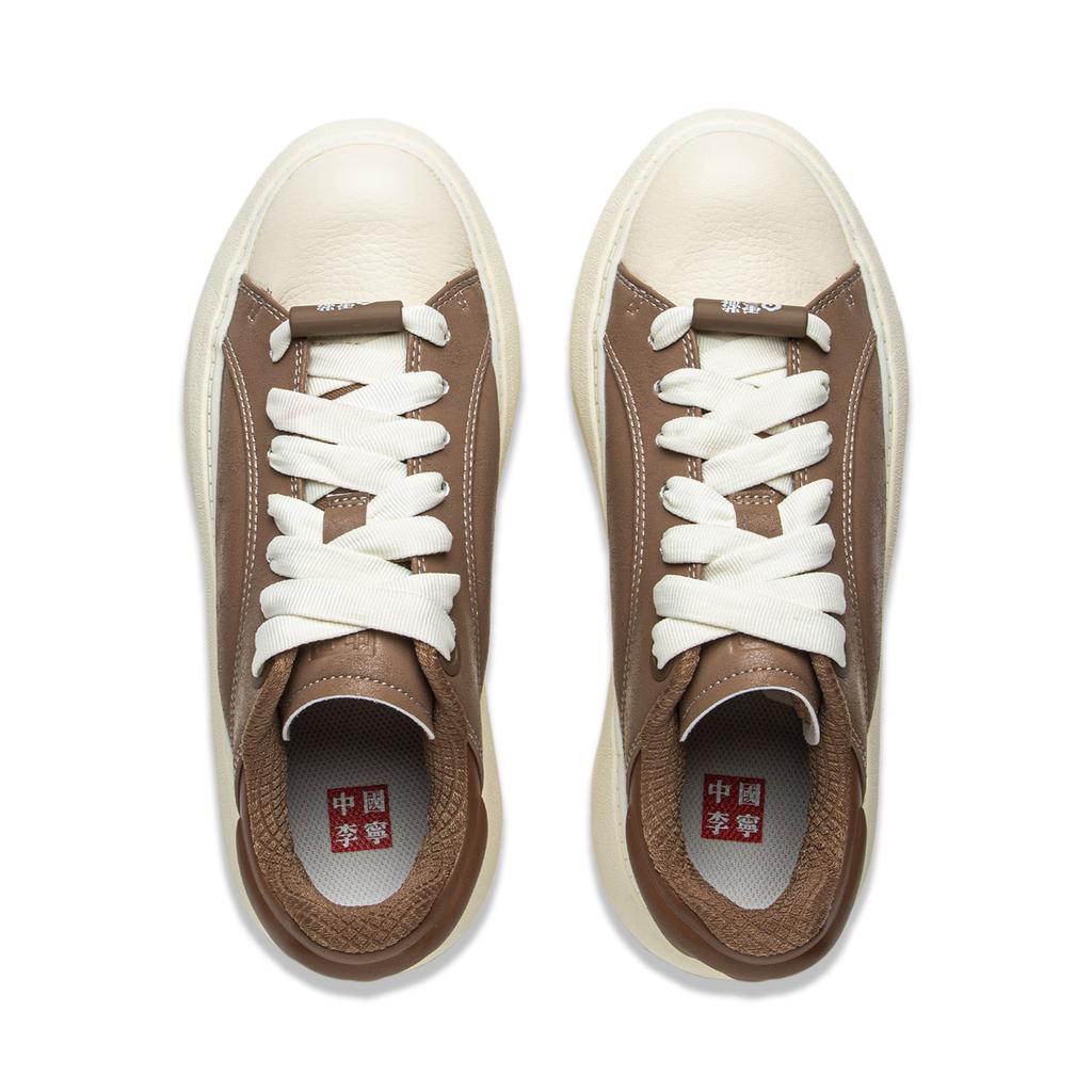 Li Ning Cloud Travel C4D Модные Универсальные Нескользящие Прочные Низкие Повседневные Кроссовки Женские коричневые желтые AZGU052-4