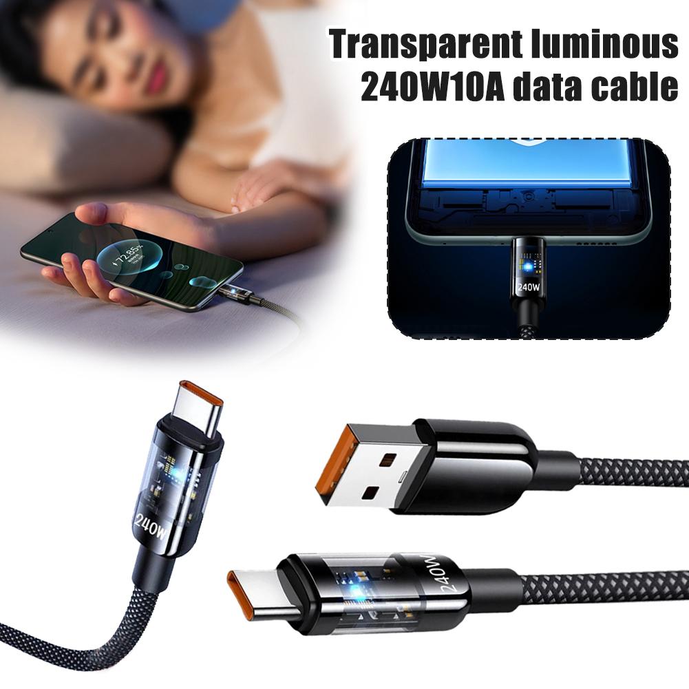 Прозрачный 240 Вт USB C сверхбыстрый кабель для зарядки типа Pro Phone S24 зарядное устройство C шнур 16 для iPhone K3F8