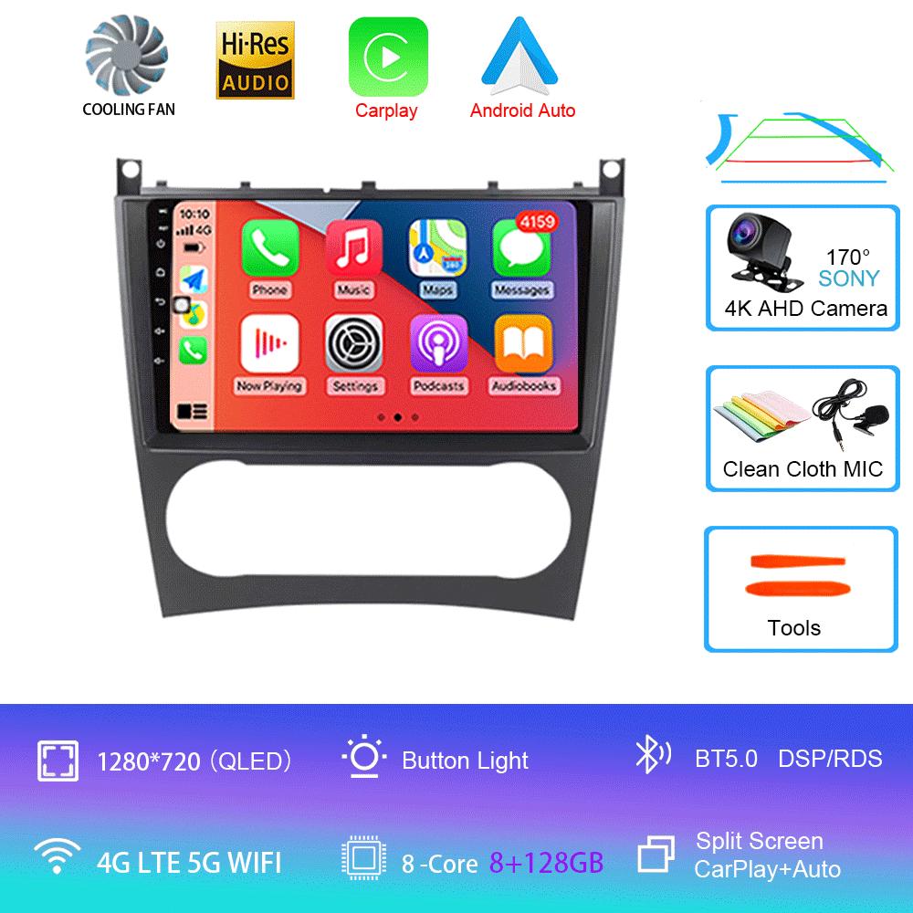 Для Mercedes/Benz/CLK/W203/W209/W219 W169 A160 C180 C200 GPS Навигация Видеоплеер Автомагнитола 8+128ГБ Android 14 Авто Видео