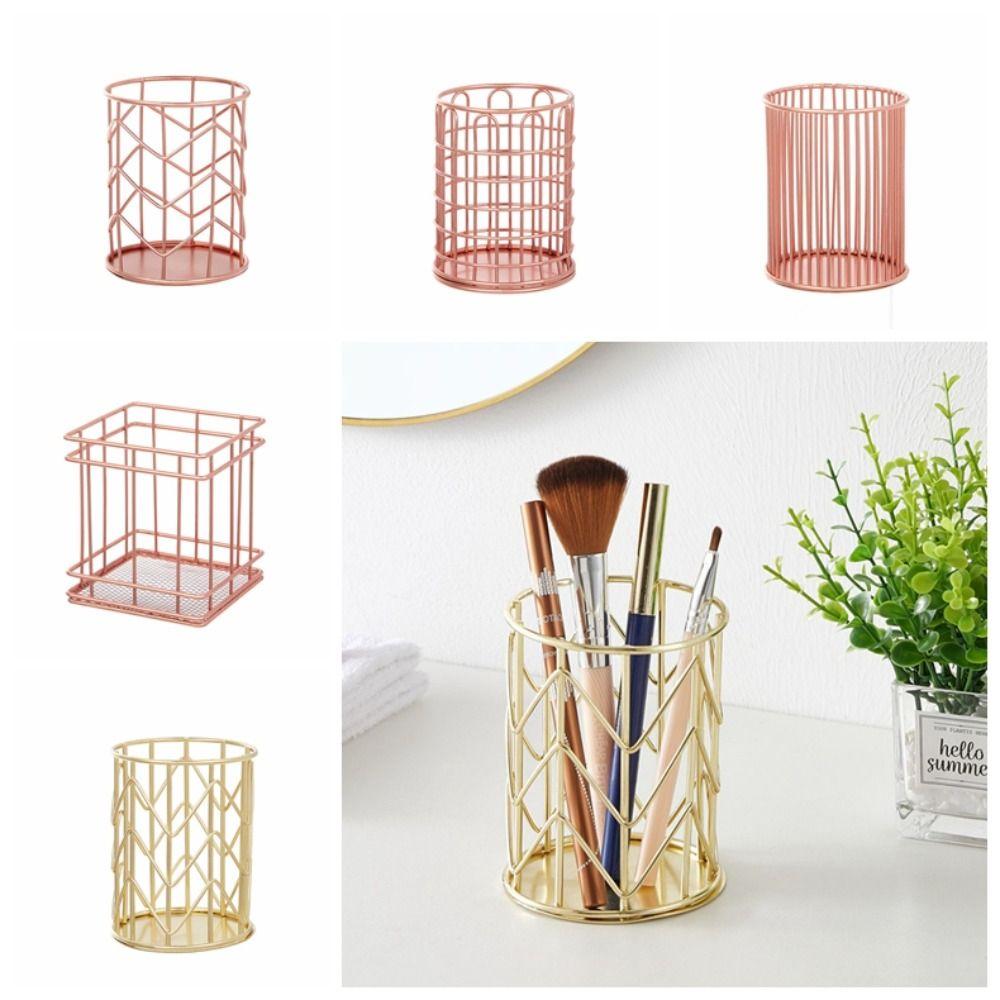 Metal Pen Holder Scandinavian Style Office Storage Exquisite Cosmetic Brush Storage Bucket