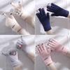Winter Panda Gloves Korean Version of Cute Plush Warmth and Cold Riding Biker Students Touch Screen Windproof Gloves