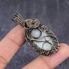 Лунный камень Ручная работа Медная проволока Обертка Ювелирная подвеска 2,29" w1V39