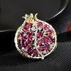 Crystal Pomegranate Plant Brooch Pin For Women Summer Jewelry Gift Bag Suit Accessories