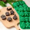 Christmas Chocolate Molds 3D Xmas-Tree Santa Shapes Silicone Dessert Maker for DIY Jelly Candy Cake Festive Decor Baking Tools