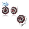 Light Luxury Natural Red Garnet Ring Earrings Jewelry Set Gorgeous Design for Women 925 Sterling Silver Anniversary Party