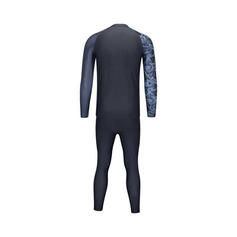 Мужская футболка Li Ning Swimming Series с цветным принтом в виде букв и круглым вырезом, с длинным рукавом, для серфинга, черная ASLT101-1