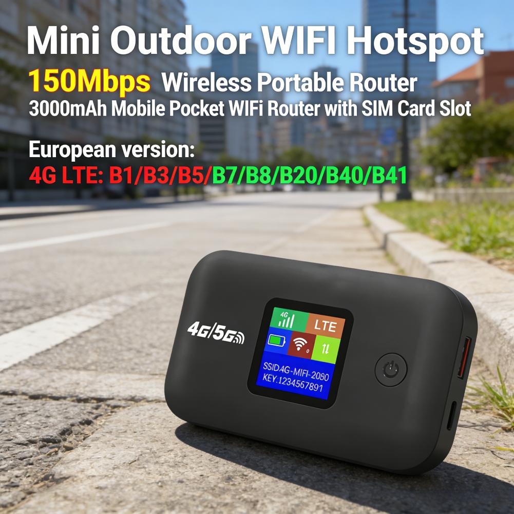 Карманный беспроводной WiFi 150 Мбит/с Мини-точка доступа WiFi для улицы 3000 мАч Беспроводной портативный роутер со слотом для SIM-карты 4G Карманный WiFi-роутер