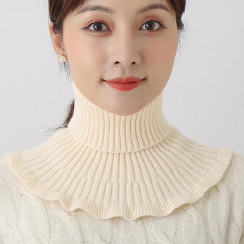 Women's Knitted Scarf Pullover: Thick, Warm, Decorative Neck Cover for Autumn and Winter.