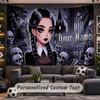 Wednesday Addams Personalized Tapestry Support Custom Name, Wall Art Home Decoration