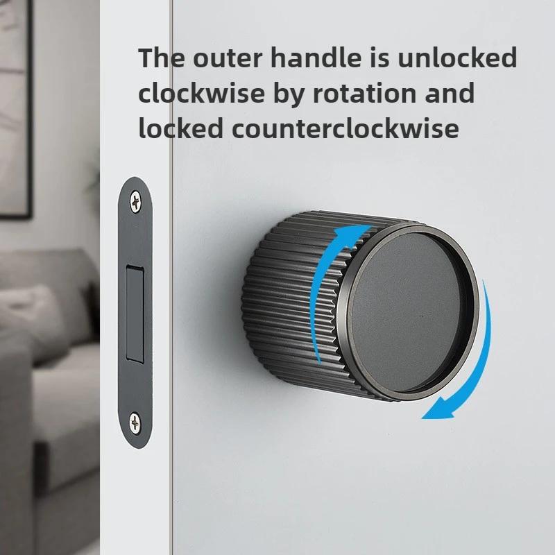 2026 Minimalist Round Ball Magnetic Door Lock Indoor Door Hidden Key Round Door Handle Silent Home Room Wooden Door Lock