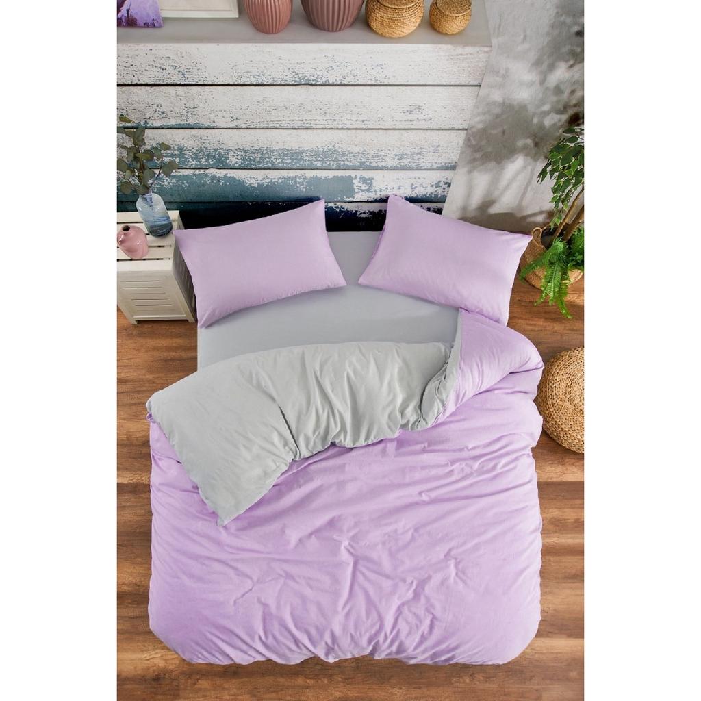 White Square Anthracite Single Duvet Cover Set With Rubber Sheet And 1 Pillow Case