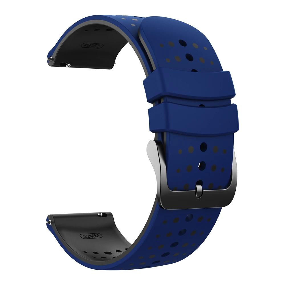 Силиконовый ремешок для часов 22 мм для Samsung Gear S3 Classic/Galaxy Watch 46 мм/Watch3 45 мм Спортивный ремешок для HUAWEI WATCH Дышащие ремешки