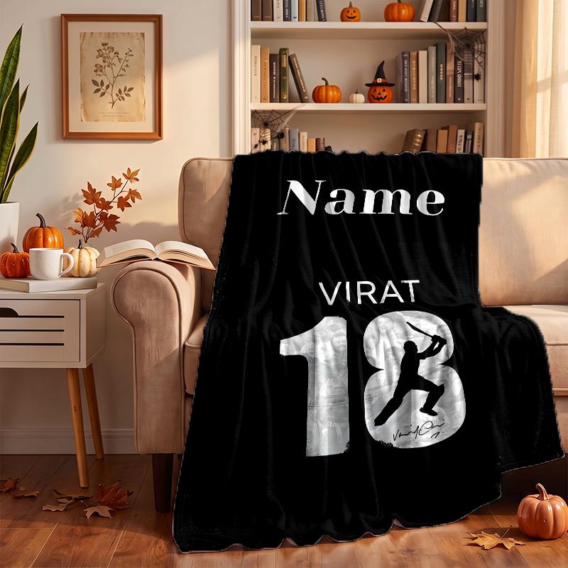 Virat Kohli Custom Flannel Blankets Soft Warm Cozy Throws for Home Decor Holiday Gifts