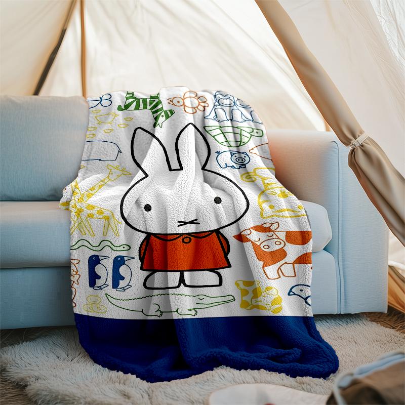 Miffy printed blanket—lightweight,soft,warm;versatile blanket all seasons—perfect as &air-conditioning throw,nap blanket
