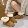 Новый стиль теплых зимних ботинок для женщин, с флисовыми хлопковыми туфлями и ботильонами