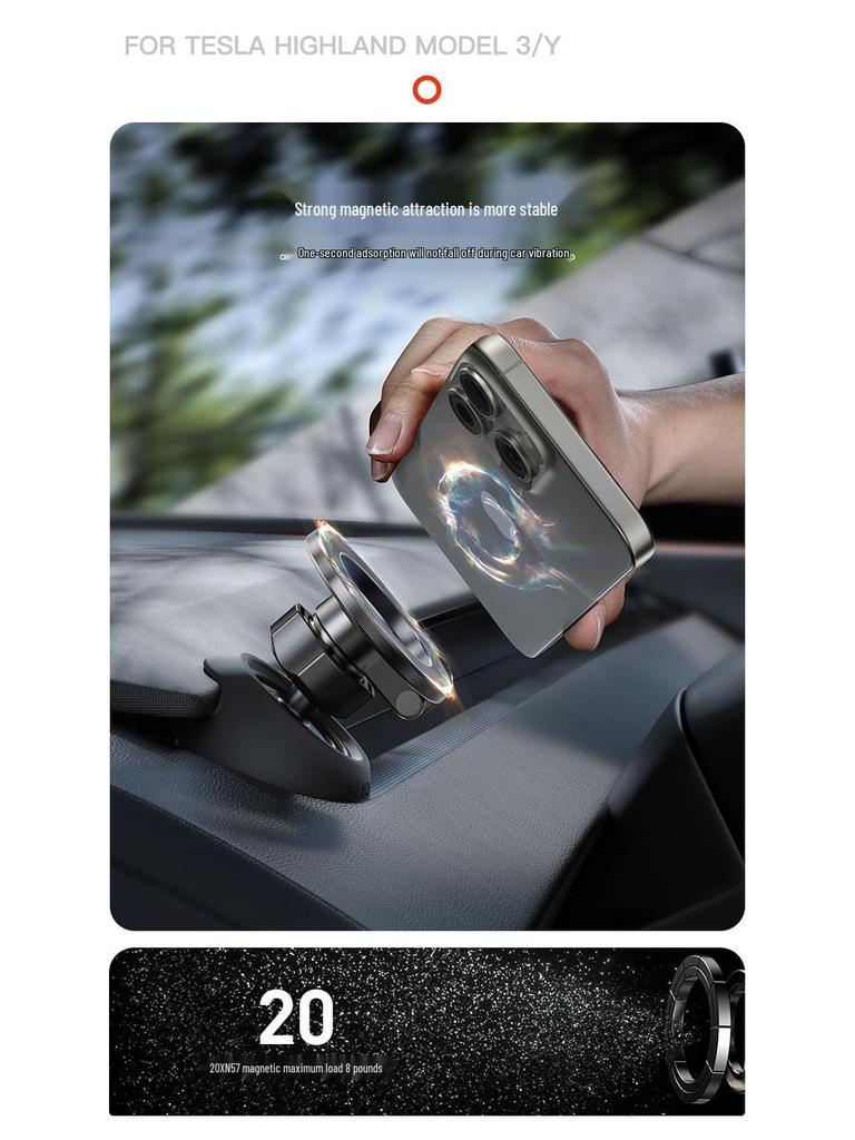 Tesla Model 3/Y Refreshed A-Pillar Mobile Phone Car Mount - Dedicated Navigation Accessory