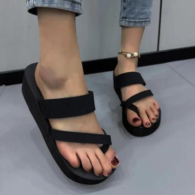 Модная женская обувь 2024 Горячая распродажа Слингбэки Женские шлепанцы Летний набор с носком Однотонные Легкие Уличные Повседневные Шлепанцы на платформе и танкетке