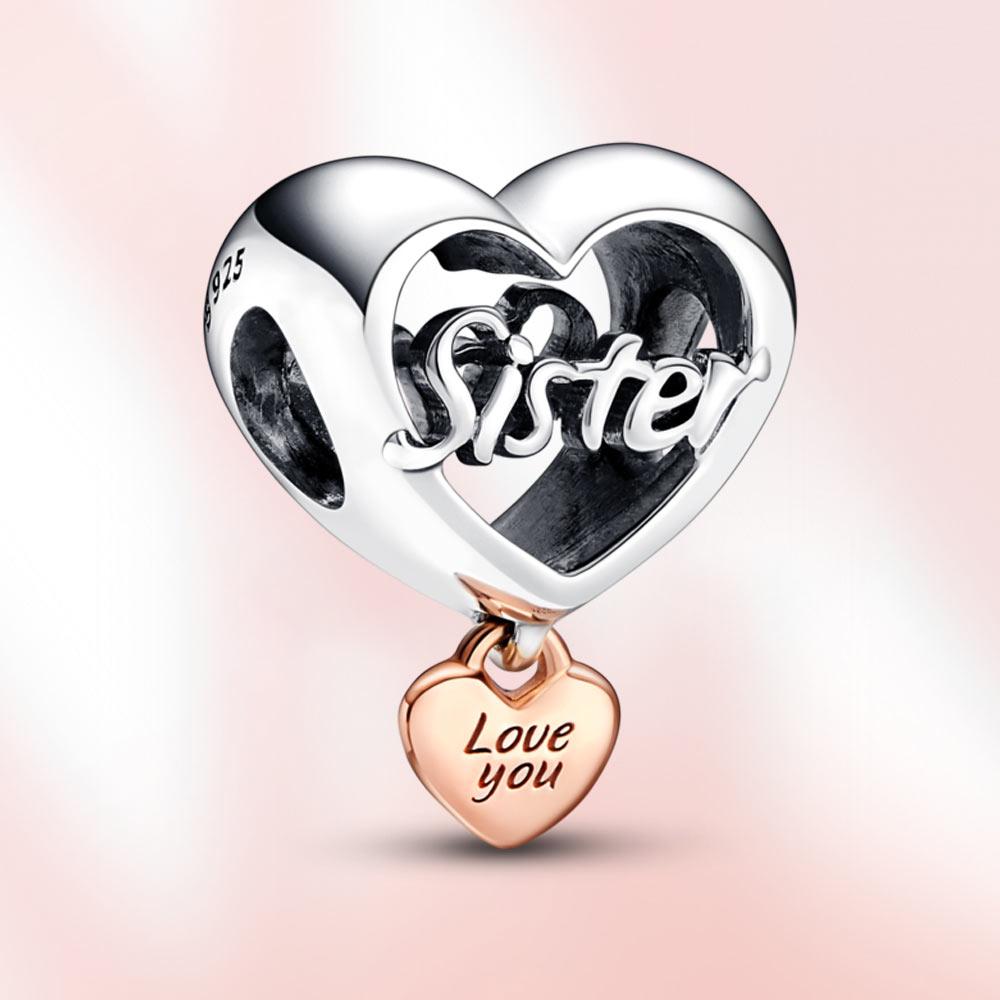 Новый шарм S925 из стерлингового серебра с сердцем из бисера, подвеска для мамы, подходит для оригинального браслета, женские модные украшения, подарок для любви