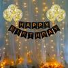 Birthday Decoration Items - Happy Birthday Banner (Cardstock), Golden Confetti Balloons with Led Light| Decoration Items