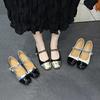 Shallow Single Shoes Women's Spring and Summer Xiaoxiangfeng Elegant Color Matching Mary Jane Shoes One-word Button Square Head High Heels
