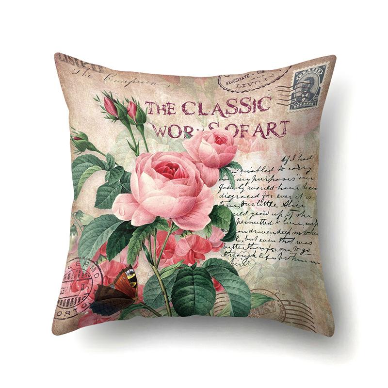 Полиэстеровая наволочка Автомобильная декорация Наволочка с ретро-принтом Чехол для поясничной подушки Чехол для подушки-башни Прикроватный чехол для подушки