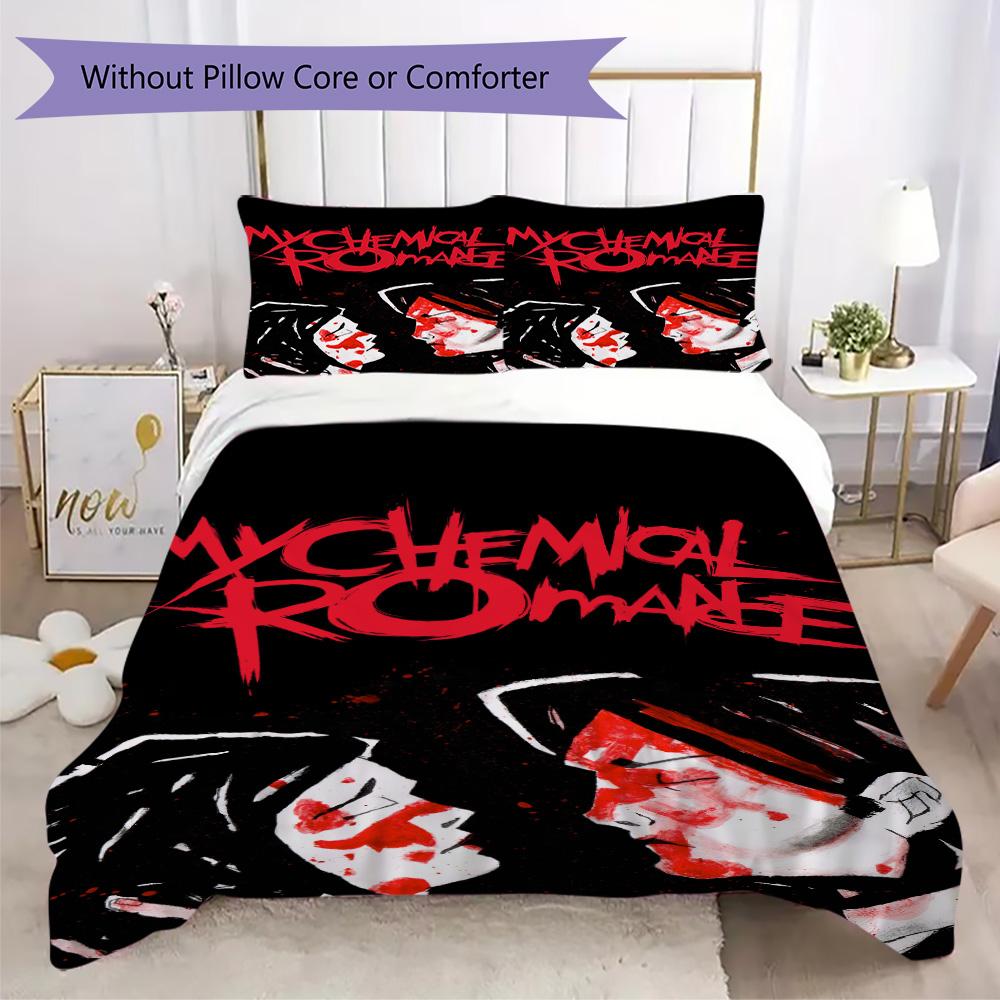 My Chemical Romance Anime Pattern Bedding,Quilt Set Quilt Cover Pillowcase Home Birthday Gift (1*duvet cover+2*pillowcase,without core)ZSJT0917390