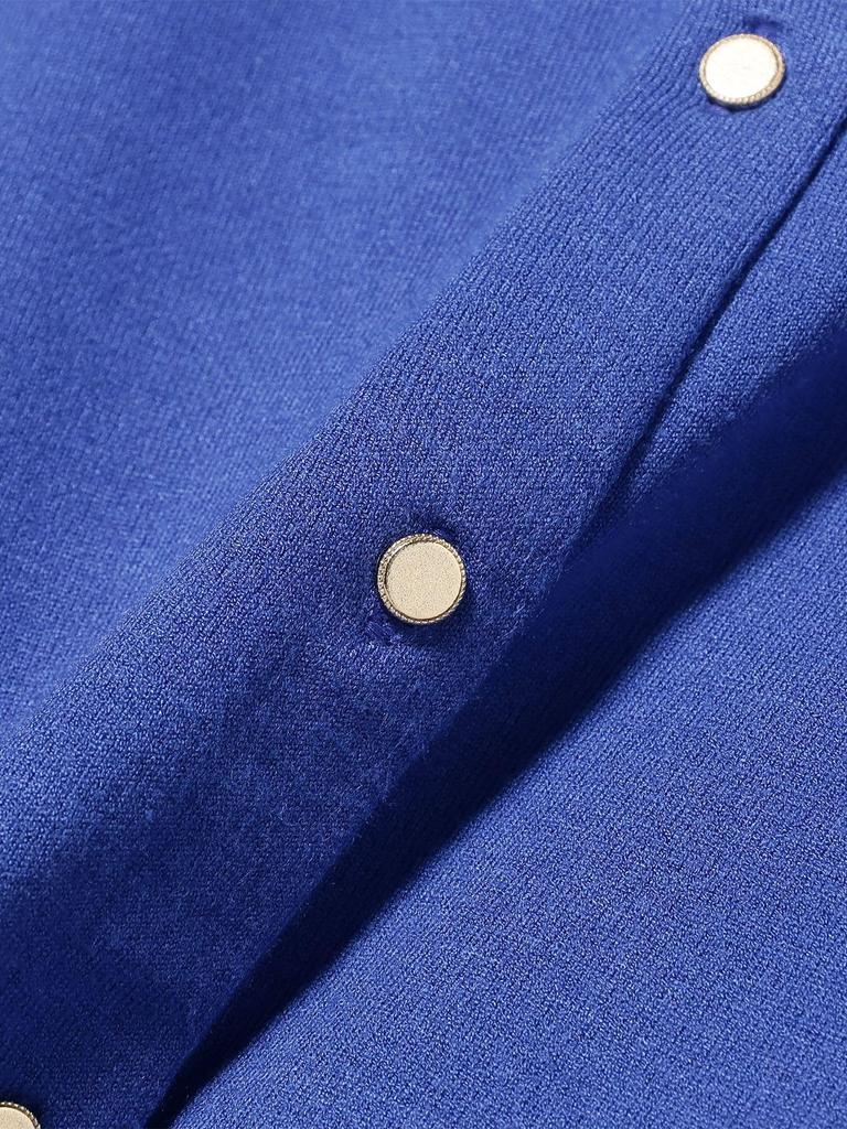 B:MING LIFE STORE by BEAMS Women's Long Sleeve Knit Cardigan with Design Buttons, Blue/Free Size