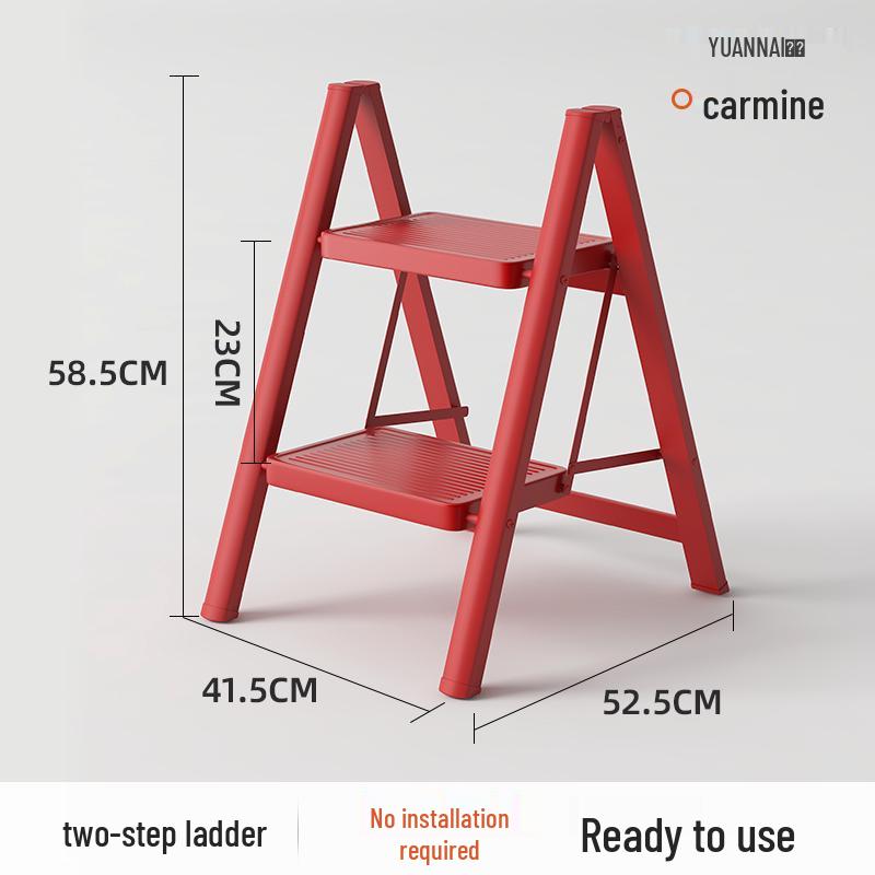 Red Festive Folding Telescopic A-Frame Ladder Stool: Indoor & Outdoor Use