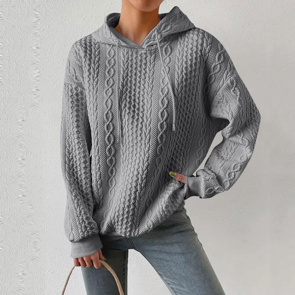 Женские толстовки с длинным рукавом, повседневные однотонные толстовки с капюшоном на шнурке для женщин, пуловер