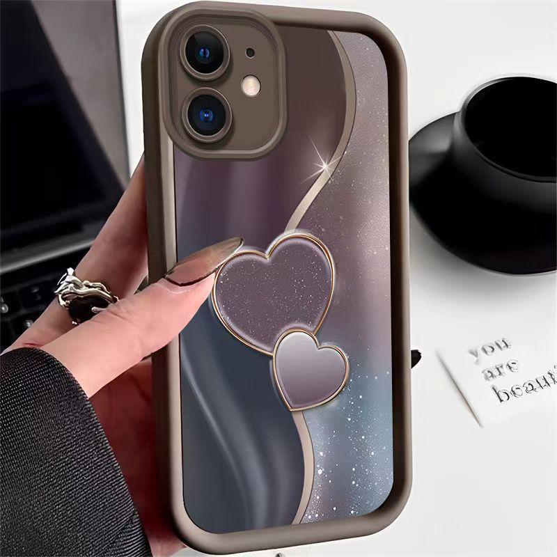 Позолоченный чехол-сердце для Apple iPhone 14 Pro, 15 Pro и 16 Pro; Подходит для 17 Air.