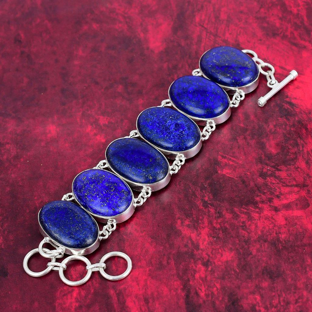 Лазурит из стерлингового серебра 925 пробы, ожерелье и браслет, комплект ювелирных изделий, прекрасный ювелирный подарок ручной работы для нее, комплект ювелирных изделий из драгоценных камней