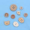100pcs/lot Mix Shape 2 Holes Natural Color Wooden Pattern Wood Sewing Buttons