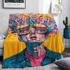 Colorful Paint Splash Flannel Throw Blanket – Vibrant Artistic Design, Soft Cozy Fleece for Couch, Sofa, Bed & Travel