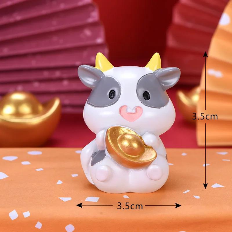 Micro Landscape Resin Desktop Decoration Wealth Fortune Cow Decoration Hold Silver Ingot Sleeping Gold Coin Bag Decoration