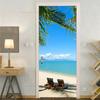 Sea Beach Door Decoration Stickers Bedroom Entrance Boys Girls Room 3d Wallpaper Natural Scenery Self-adhesive Home Wall Decals