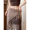 Three-Way Bohemian Bandana Shawl with Tassel Accent for Women