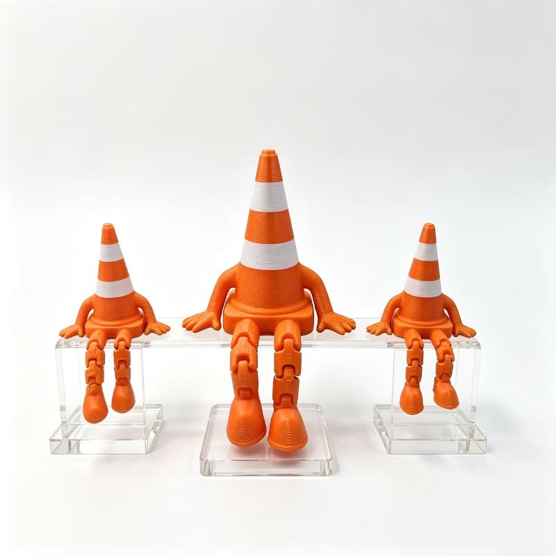 Украшения в виде дорожных конусов 3D-печатная фигурка дорожного конуса с гибкими подвижными конечностями Настольные украшения Декор для дома и офиса