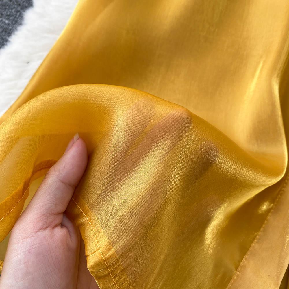 RUGOD Весеннее однобортное платье в европейском и американском стиле с французскими рюшами и трехмерными цветочными рукавами