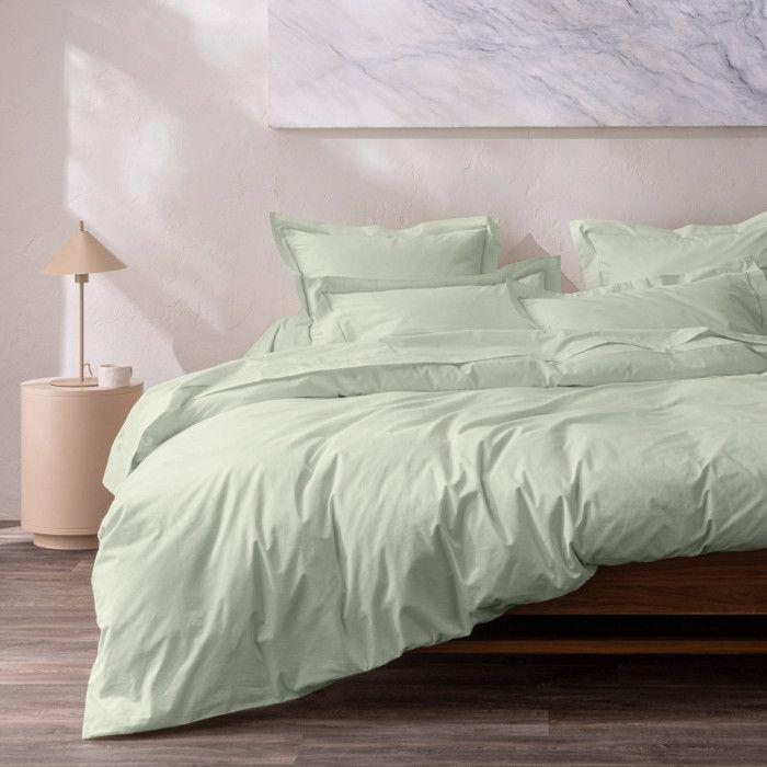 Housse de couette percale de coton peigné "Julian" toutes dimensions Coton Pur - 240x220 - Julian Vert d'Eau