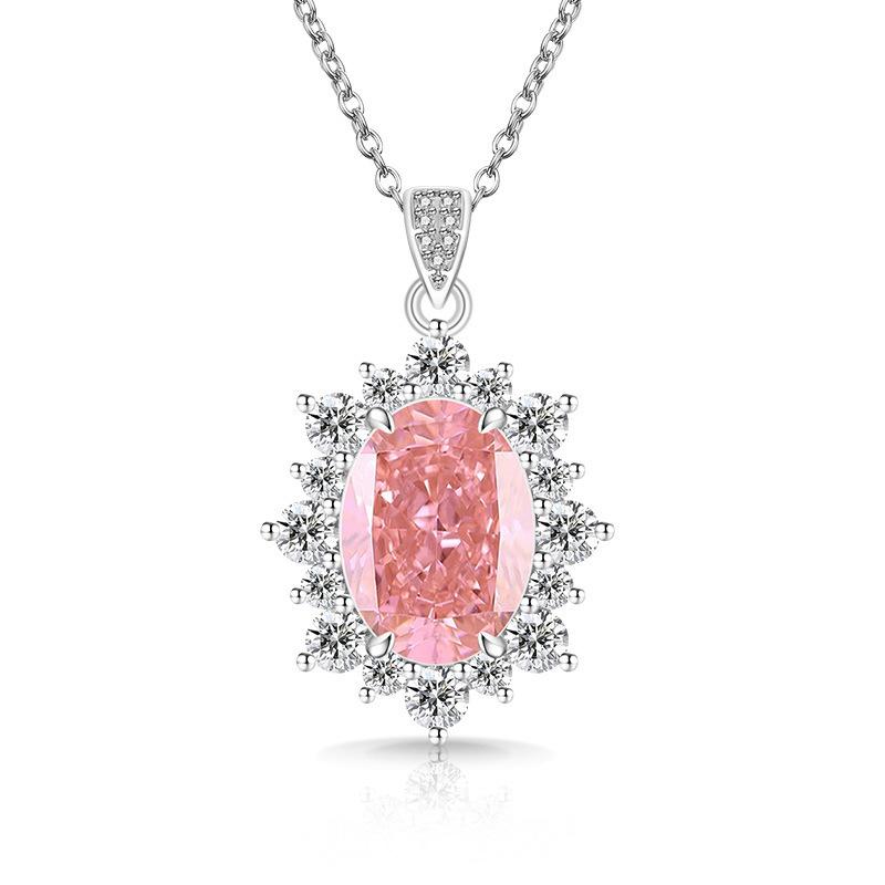 2026 Colored Treasure Ice Flower Cut Oversized Pigeon Egg Necklace Burst High Carbon Diamond Sunflower Pendant